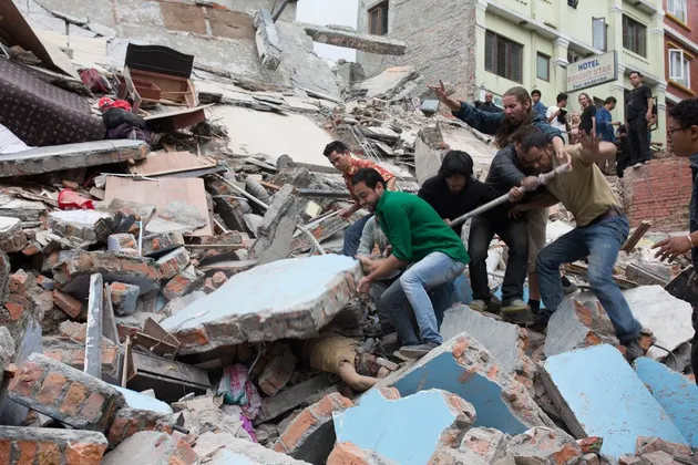 Foto gempa bumi Nepal