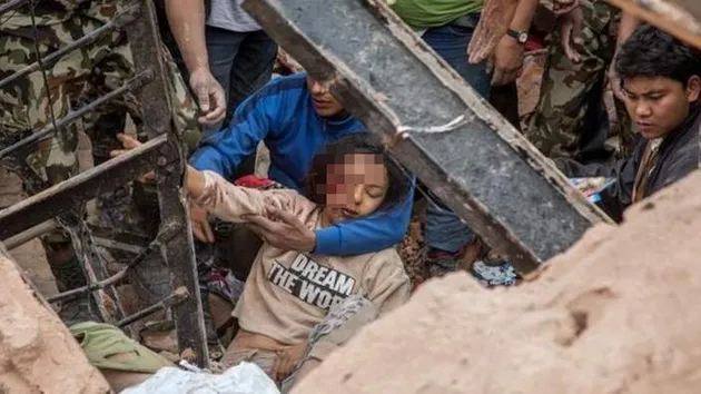 Foto gempa bumi Nepal