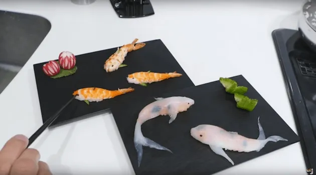 foto sushi berbentuk ikan koi