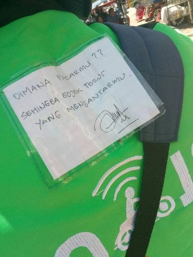 Tulisan driver ojol