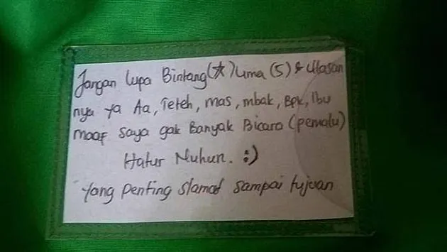 Tulisan driver ojol