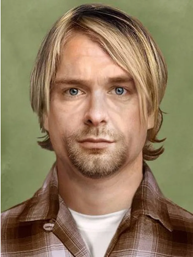 Inilah wajah vokalis Nirvana Kurt Cobain jika saat ini masih hidup. Kurt mati pada usia 27 tahun.