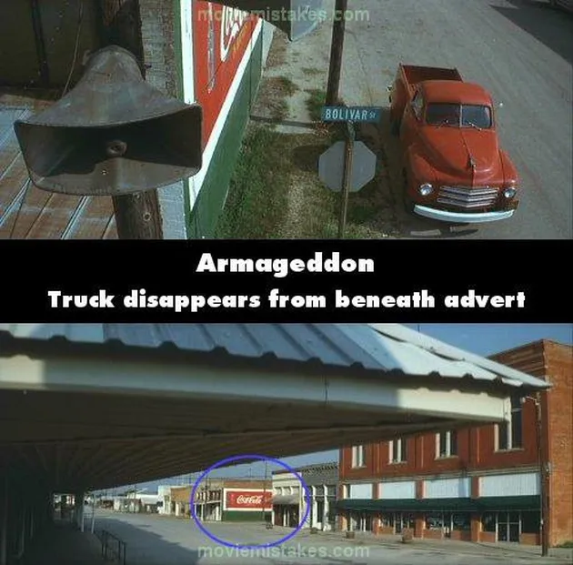 blooper armageddon, kesalahan film armageddon, kesalahan film