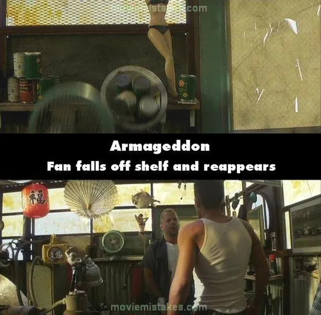 blooper armageddon, kesalahan film armageddon, kesalahan film