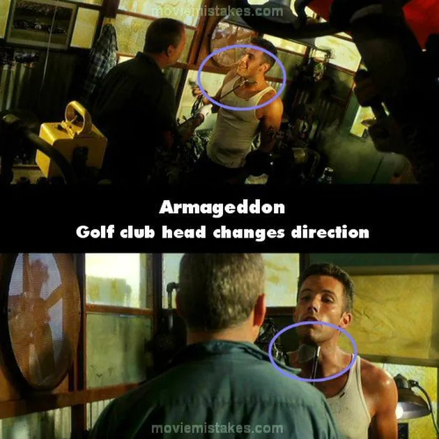 blooper armageddon, kesalahan film armageddon, kesalahan film