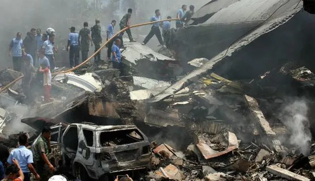 pesawat Hercules jatuh di Medan