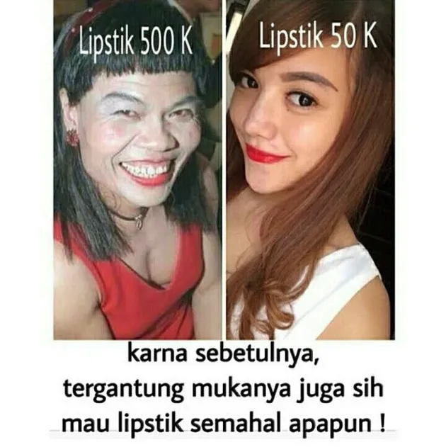 meme beda lipstik 50k dan 500k