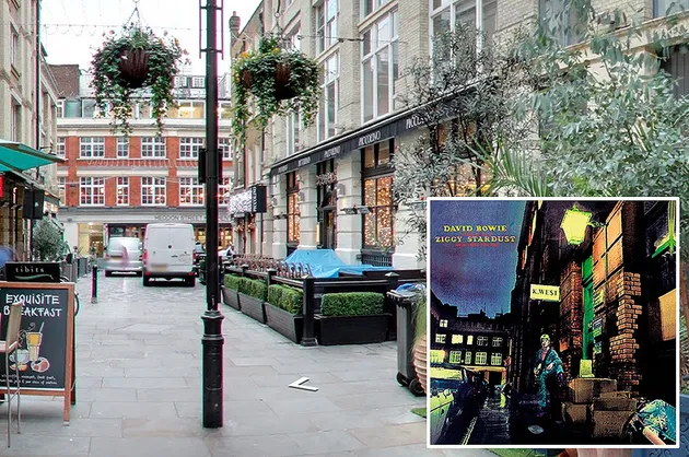David Bowie punya album yang bertajuk THE RISE AND FALL OF ZIGGY STARDUST. Lokasi sebenarnya terletak di 23 Heddon St, London.