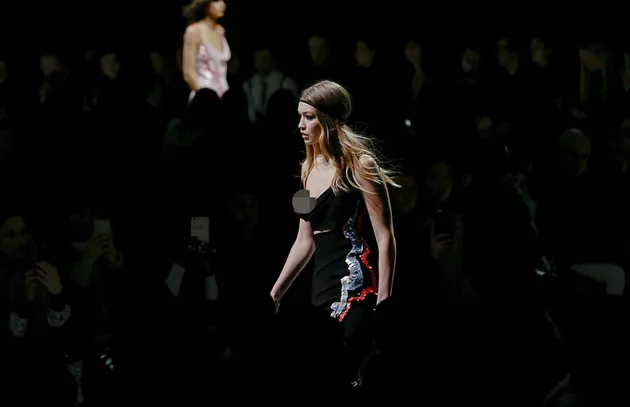 Gigi Hadid Nip Slip Versace Runway