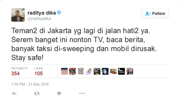 Kicauan Selebritis Atas Demo Besar-Besaran Supir Jakarta