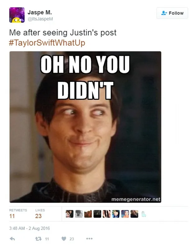 Meme Taylor Swift vs Justin Bieber