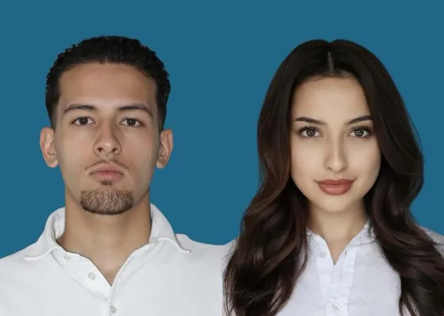 Justin Hubner dan Jennifer Copen Foto Latar Biru