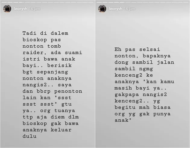 leony, instagram leony, ig story leony, curhat bioskop leony