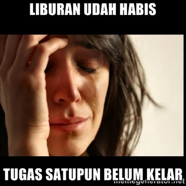 foto meme kocak liburan sudah habis