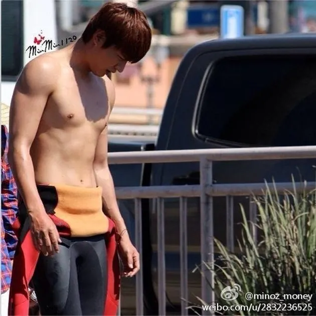 lee min ho, beach, pantai, the heirs, topless