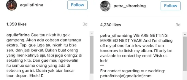 Petra Sihombing Firrina menikah