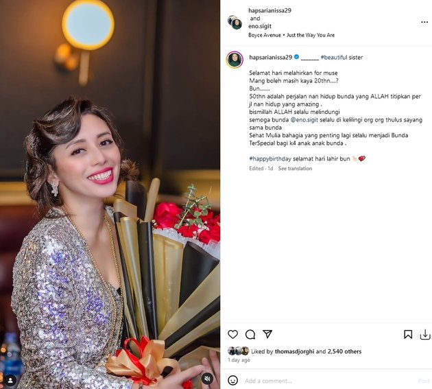 Former In-Laws, Portrait of Annisa Trihapsari and Eno Sigit's Close Relationship - Celebrating Birthday and Giving Sweet Messages