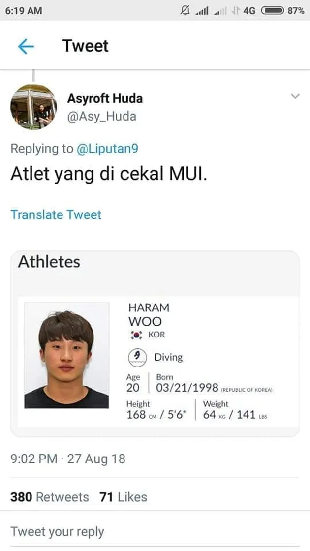 Nama Unik Atlit Asian Games 2018
