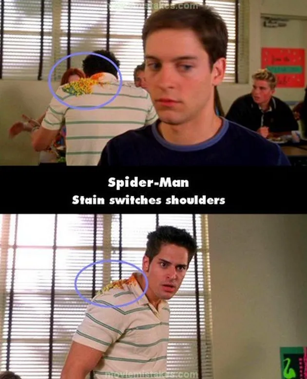 blooper spider-man, kesalahan film spider-man