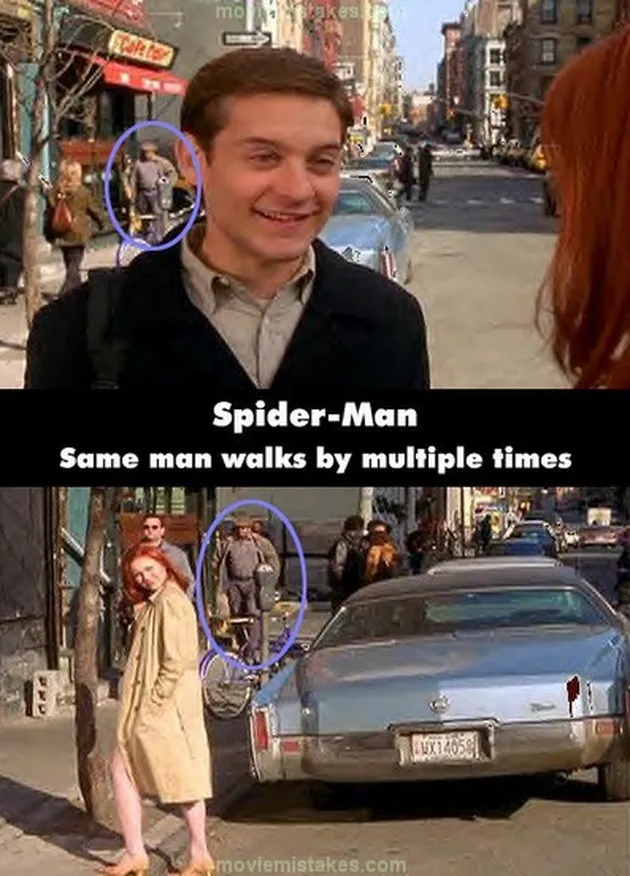 blooper spider-man, kesalahan film spider-man