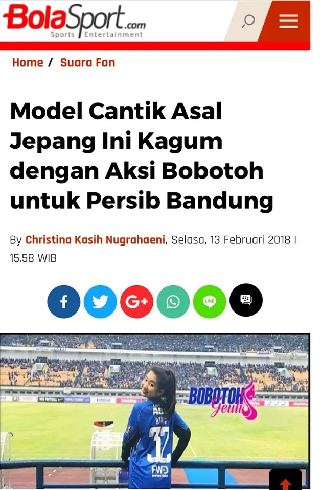 Rina Matsushita, fans Persib cantik asal Jepang