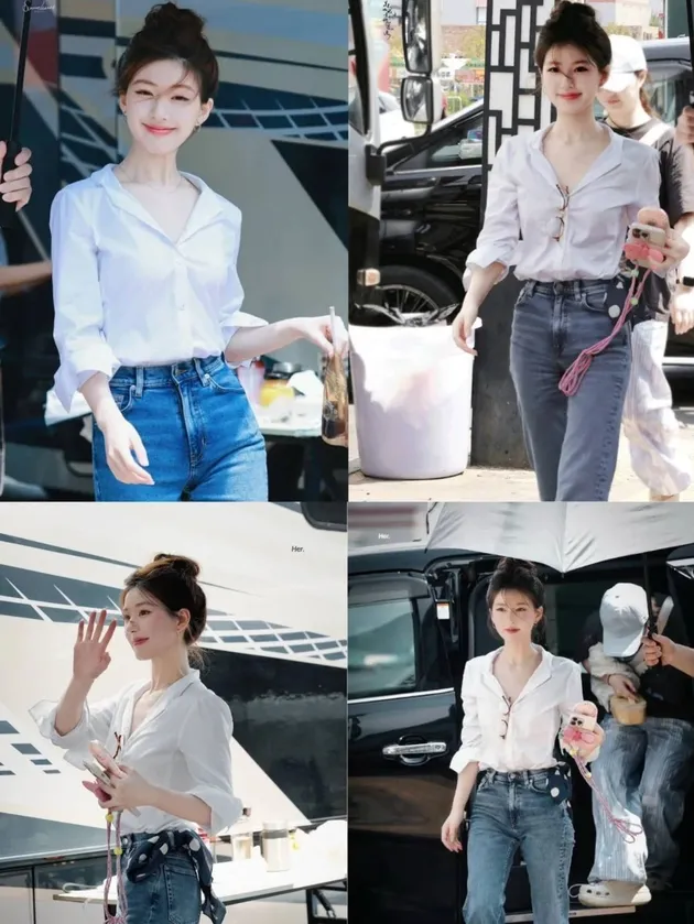 outfit Zhao Lusi celana jeans