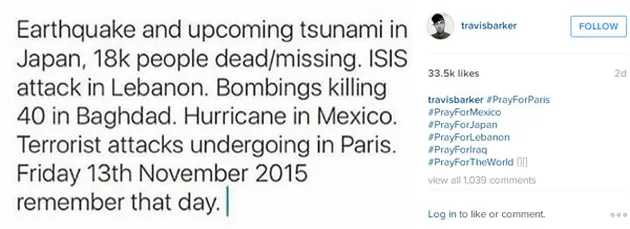 Seleb Pray For Paris