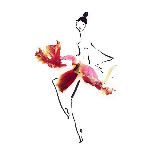 Sketsa busana dari buah dan sayur