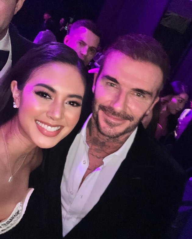 Portrait of Aurelie Moeremans Wearing a High-Slit Dress at Tatler Event, Photo with David Beckham and Bright Vachirawit