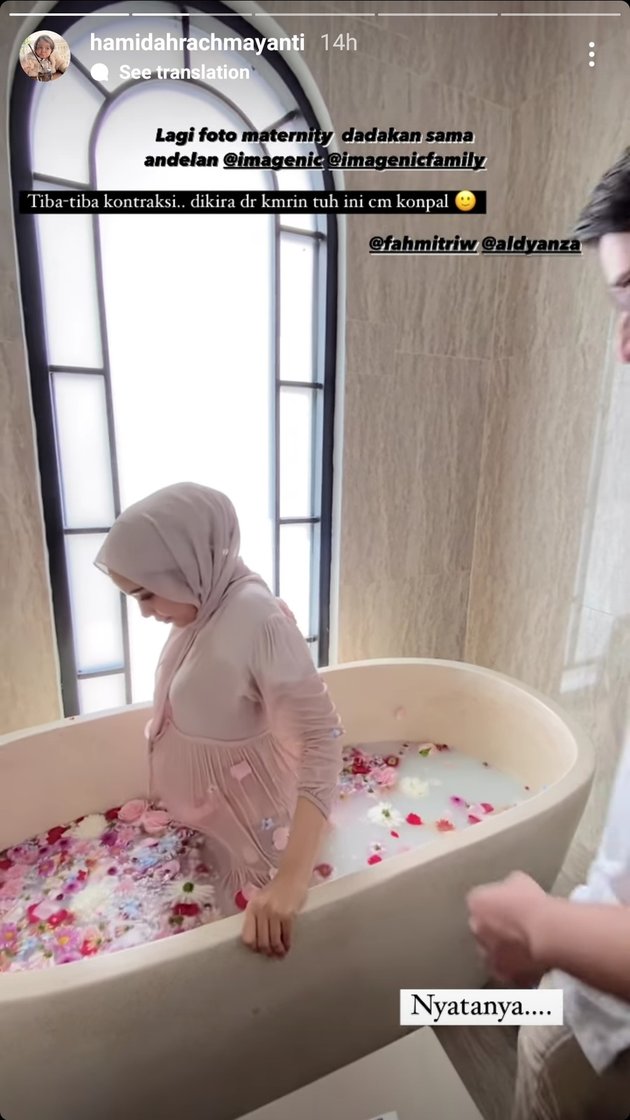 Moments of Hamidah Rachmayanti, Irvan Farhad's Wife, Giving Birth, Suddenly Experiencing Contractions in the Bathtub During Maternity Shoot Pose