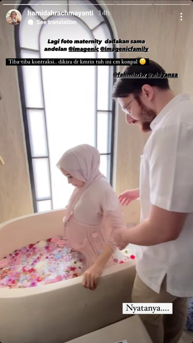 Moments of Hamidah Rachmayanti, Irvan Farhad's Wife, Giving Birth, Suddenly Experiencing Contractions in the Bathtub During Maternity Shoot Pose