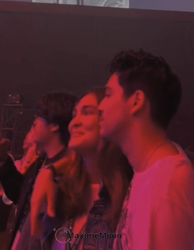 Portrait of Luna Maya and Maxime Bouttier Caught Watching Suga BTS Concert Together, Showing Intimate Hugs