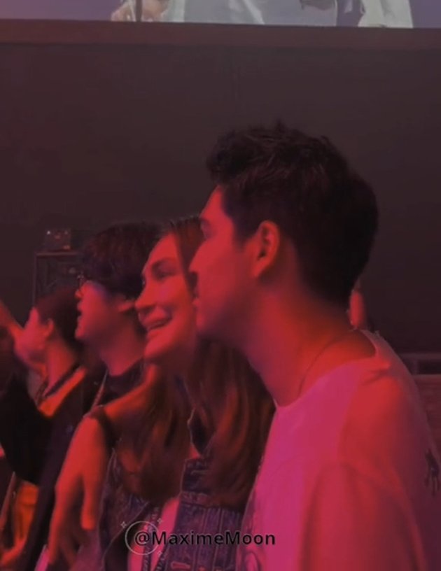 Portrait of Luna Maya and Maxime Bouttier Caught Watching Suga BTS Concert Together, Showing Intimate Hugs