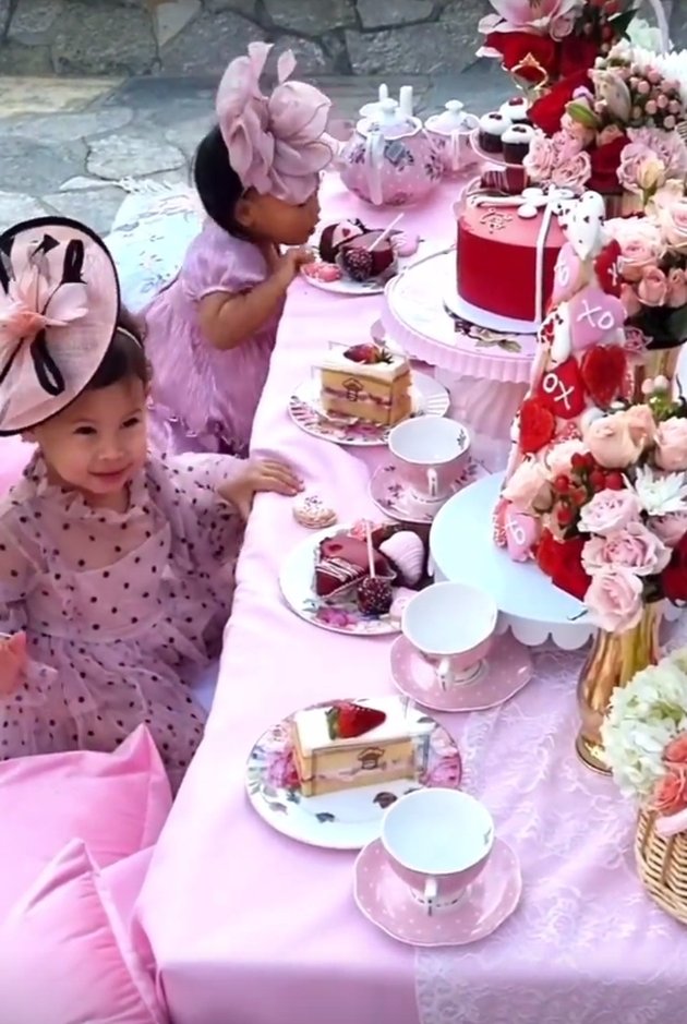 Portrait of Valentine's Celebration of Bambang Trihatmodjo's Grandchildren, Dressed like English Nobility - Luxurious High Tea in LA