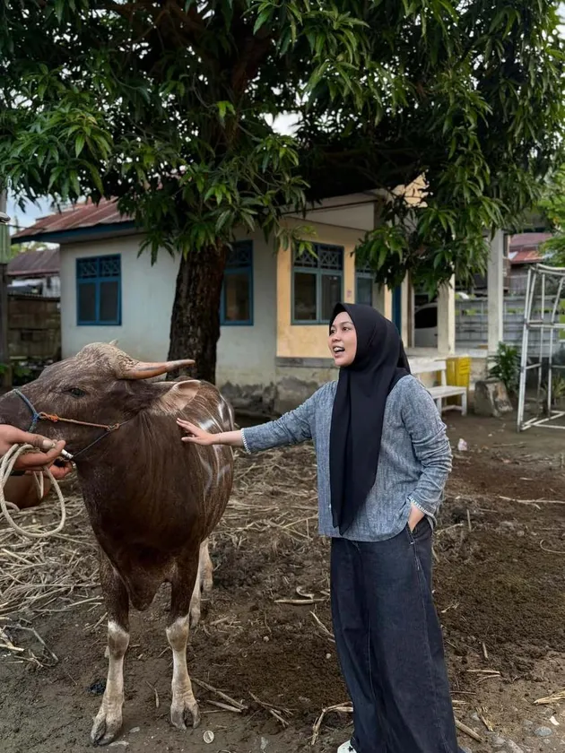 Selfi Yamma bersama sapi.