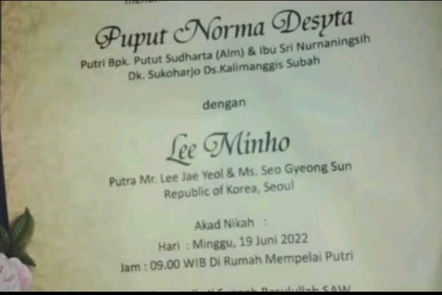 Viral Portrait of Lee Min Ho, Not a Handsome Korean Actor, Marrying a Woman from Central Java, Expensive Dowry from Apartment - Diamond