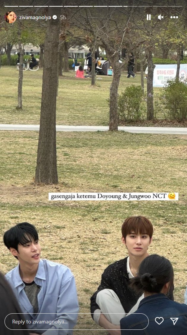 Potret Ziva Magnolya Accidentally Meets Doyoung and Jungwoo NCT While on Vacation in Korea, So Lucky!