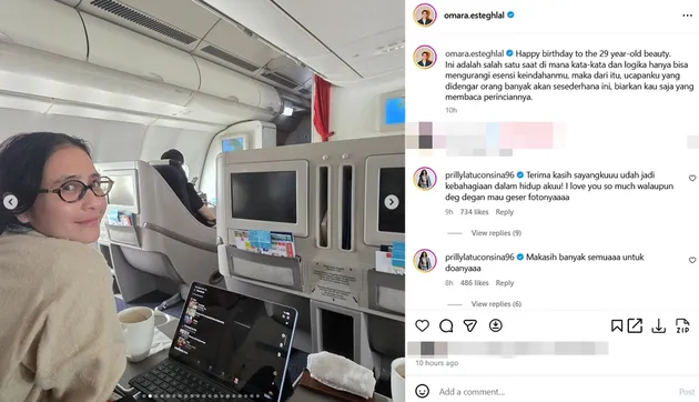 Prilly Latuconsina duduk di pesawat