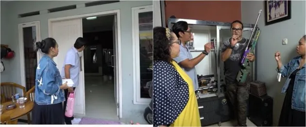Rumah Nunung memiliki warna abu-abu dan berdesain minimalis. Meskipun begitu, Nunung rupanya memiliki koleksi senapan angin yang harganya mencapai puluhan juta rupiah di dalam rumah tersebut.
