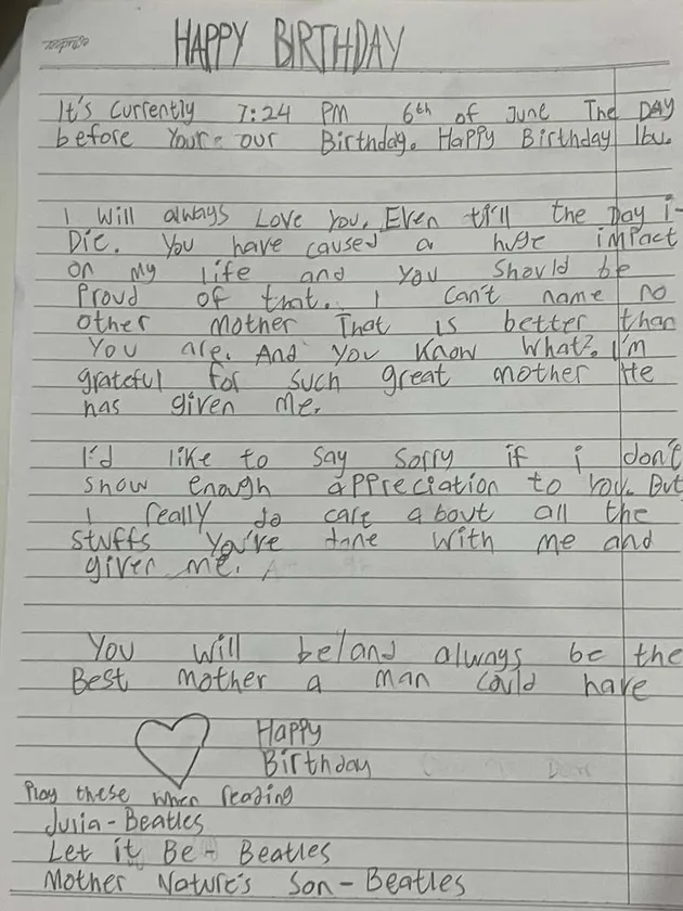 Raihaanun menerima surat tulisan tangan.