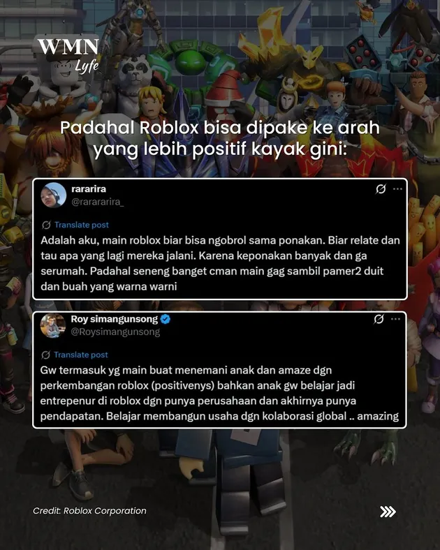 Roblox Bisa Dibuat ke Arah Positif