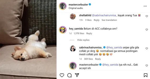 Komentar di IG Deddy Corbuzier
