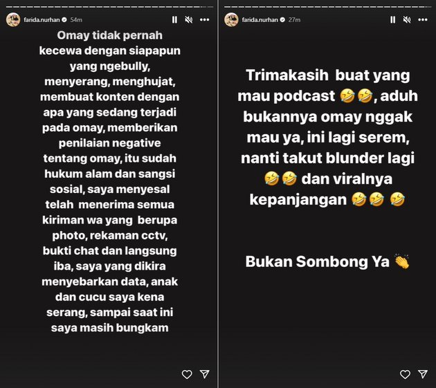 Realizing the Blunder caused by Doxing Codeblu, Omay Farida Nurhan Finally Apologizes to Her Children and Grandchildren