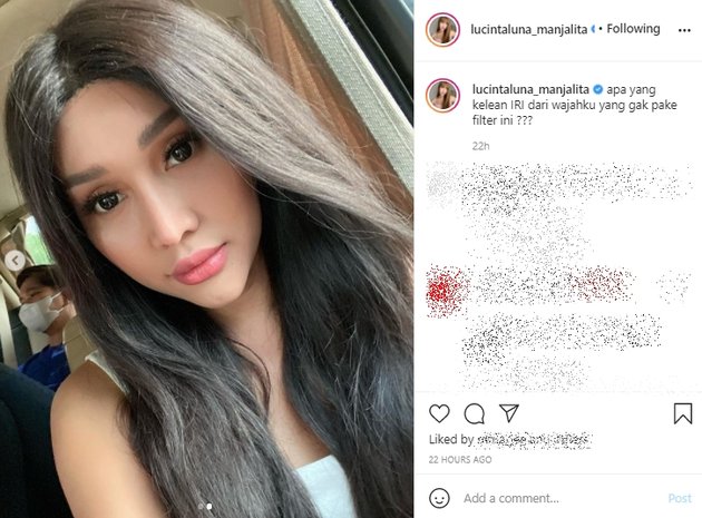 A Series of Selfie Photos of Lucinta Luna Wearing a Wig and Without Filters, Writes Caption 'What Are You Envious of My Face?'
