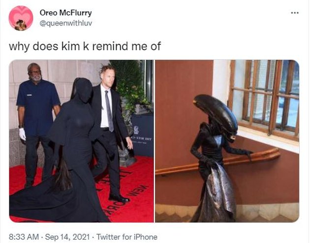 Salah satu netizen menyebut bahwa Kim Kardashian mirip karakter Xenomorph di film ALIEN.