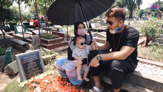 Not Much Fuss, Here are 9 Photos of Ammar Zoni and Irish Bella Taking Baby Air to Visit the Graves of Their Twin Children