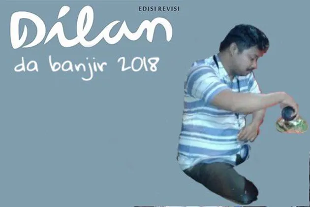 meme lucu, pria makan pecel lele pas banjir, foto lucu, foto unik, foto aneh