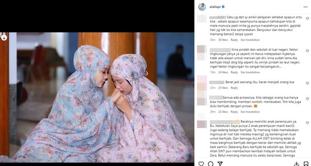 Zara Ridwan Kamil's Daughter Removes Hijab, Atalia Praratya's Response Becomes Netizens' Attention