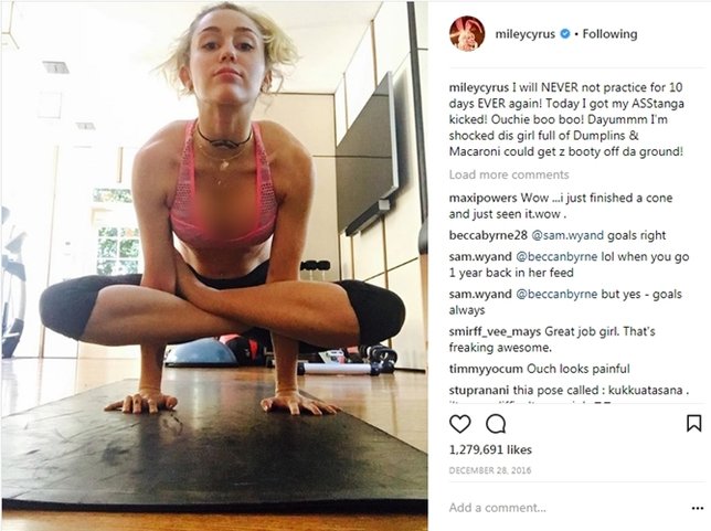Miley dan kecintaannya pada yoga. © Instagram.com/mileycyrus