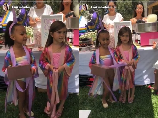 The birthday girls, North & Penelope kompak berpakaian kembar. © Instagram.com/kimkardashian